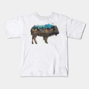 Buffalo Bison Surrealism Kids T-Shirt